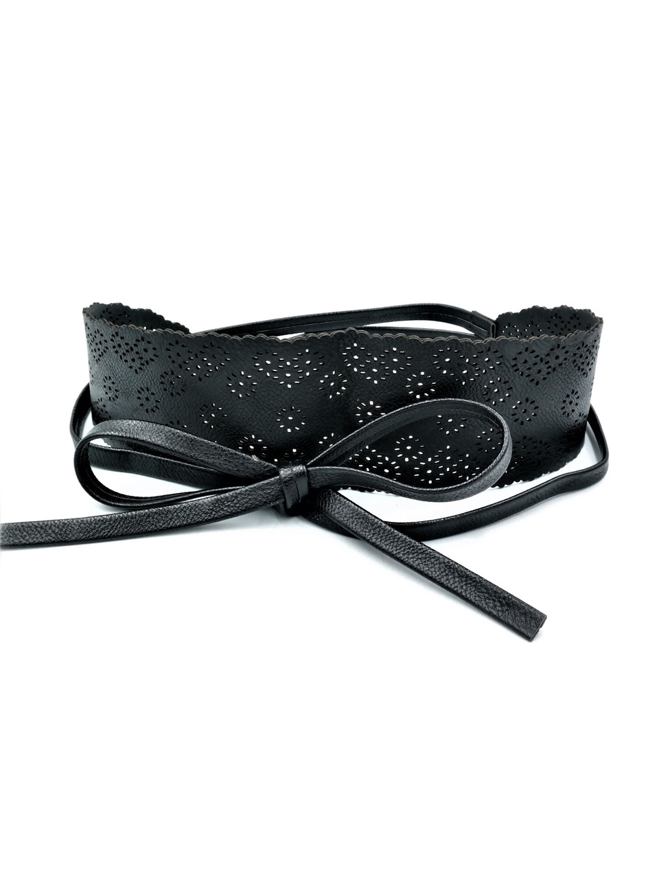 Жіночий пояс кушак з перфорацією Weatro Чорний kshk-0030, фото 1