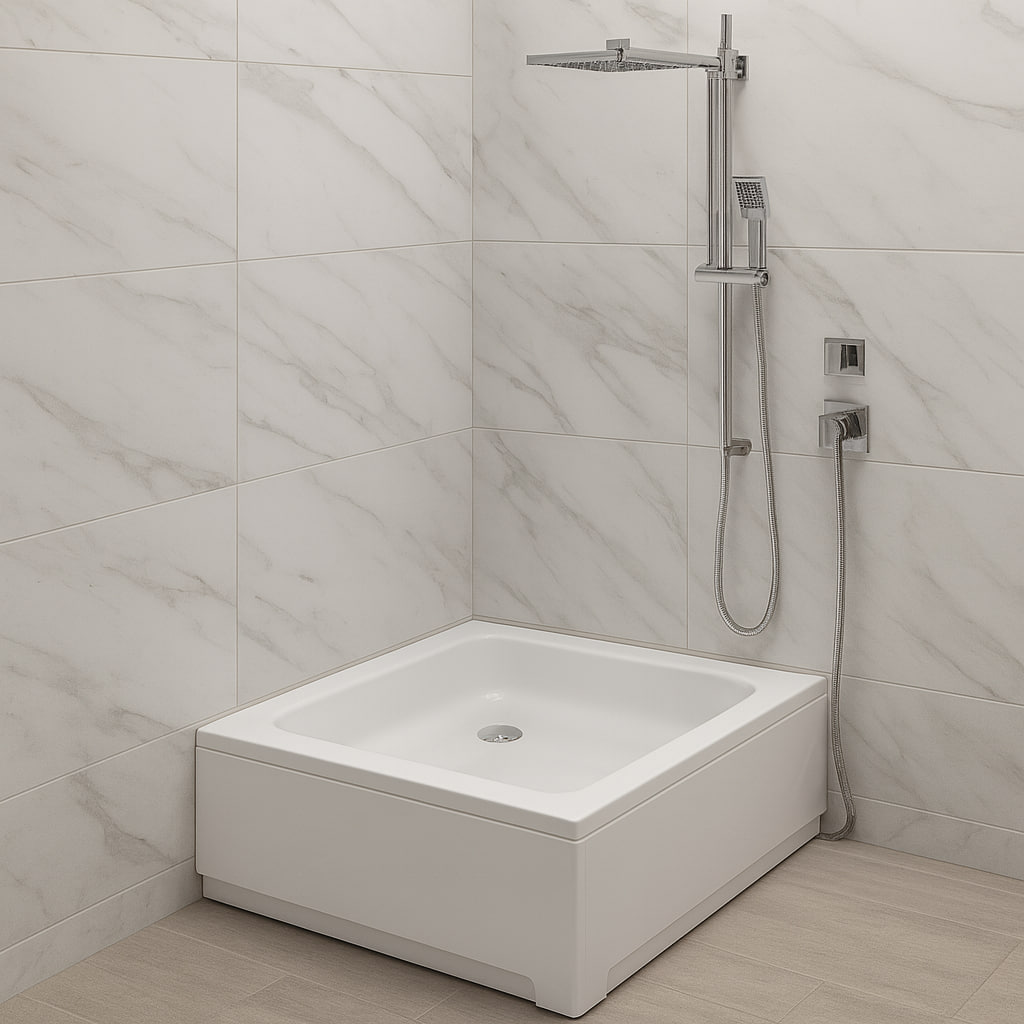 Душовий піддон Besco Ares 70х70х15/25 см квадратний акриловий середній