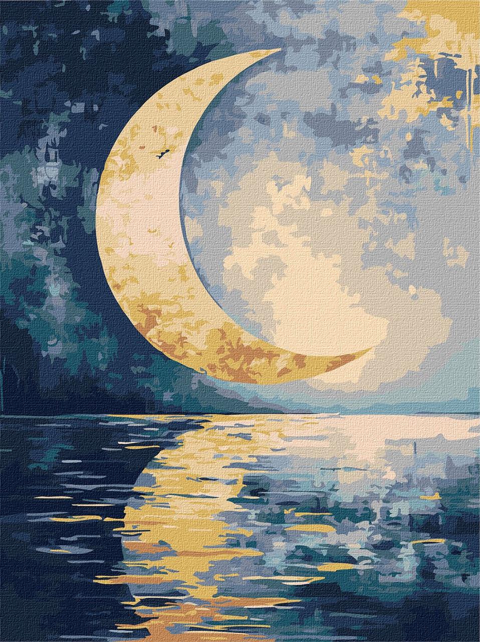 Картина за номерами Відбиток місяця з фарбами металік небо 30*40 см Ідейка KHO 5158, фото 1