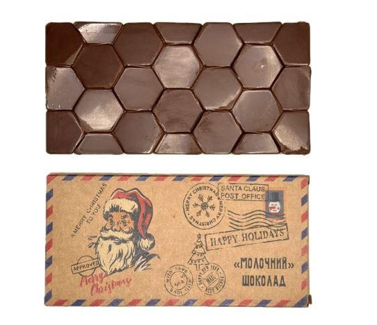 Новорічний шоколад на меду 90г "Молочний"
