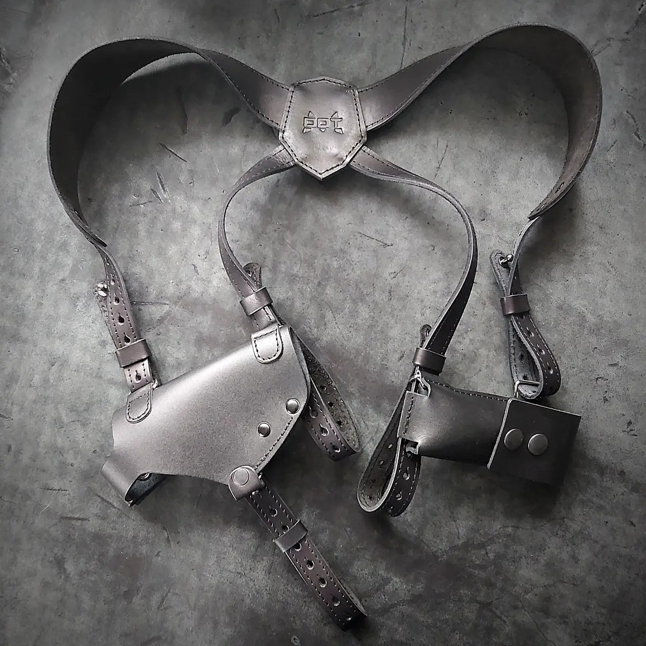 Кобура оперативна ПМ з підсумком на додатковий магазином ЧОРНА шкіряна