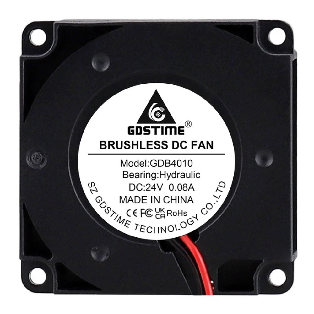 Кулер-равлик GDSTIME GDB4010 24V 0.08A 9500rpm, XH2.54-2pin, безщітковий, турбінного типу, для 3D-принтерів і верстатів ЧПК, фото 1