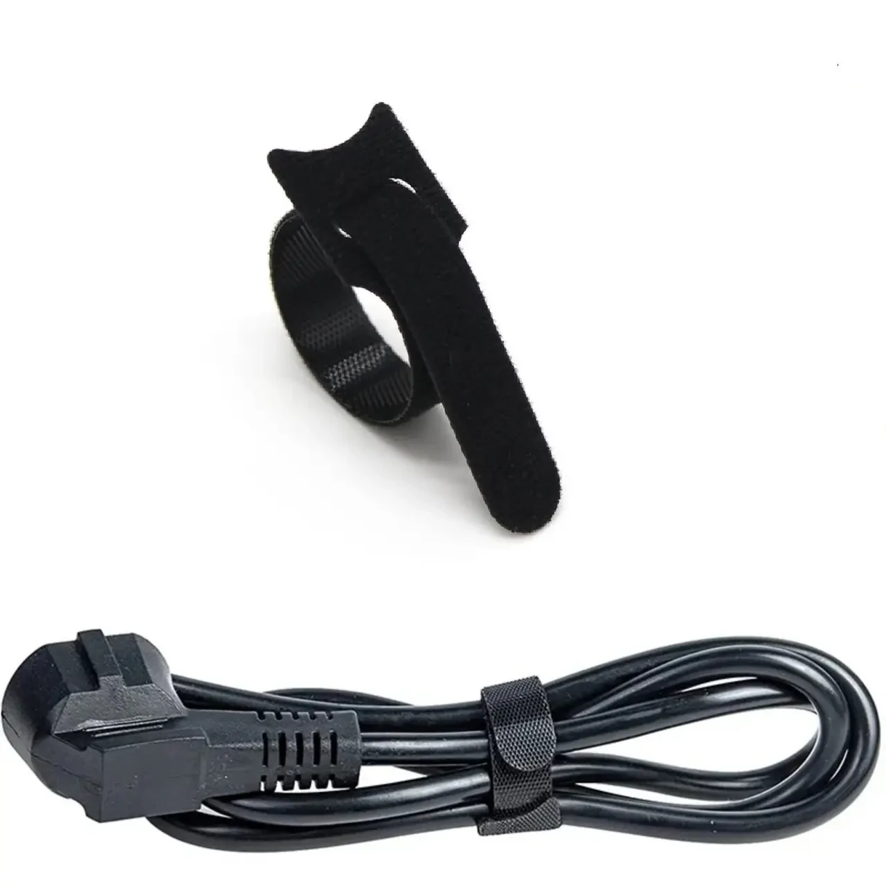 Стрічка з липучкою для фіксації дротів, органайзер кабелів Стяжка Чорна 1 шт., фото 1