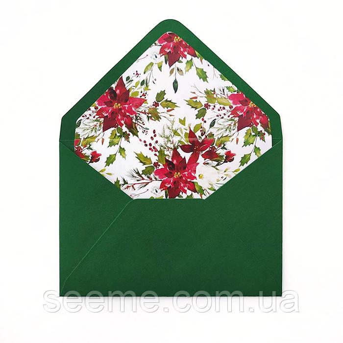 Конверт 162x113 мм з лайнером, колір зелений, КОМПЛЕКТ 10 шт., фото 1