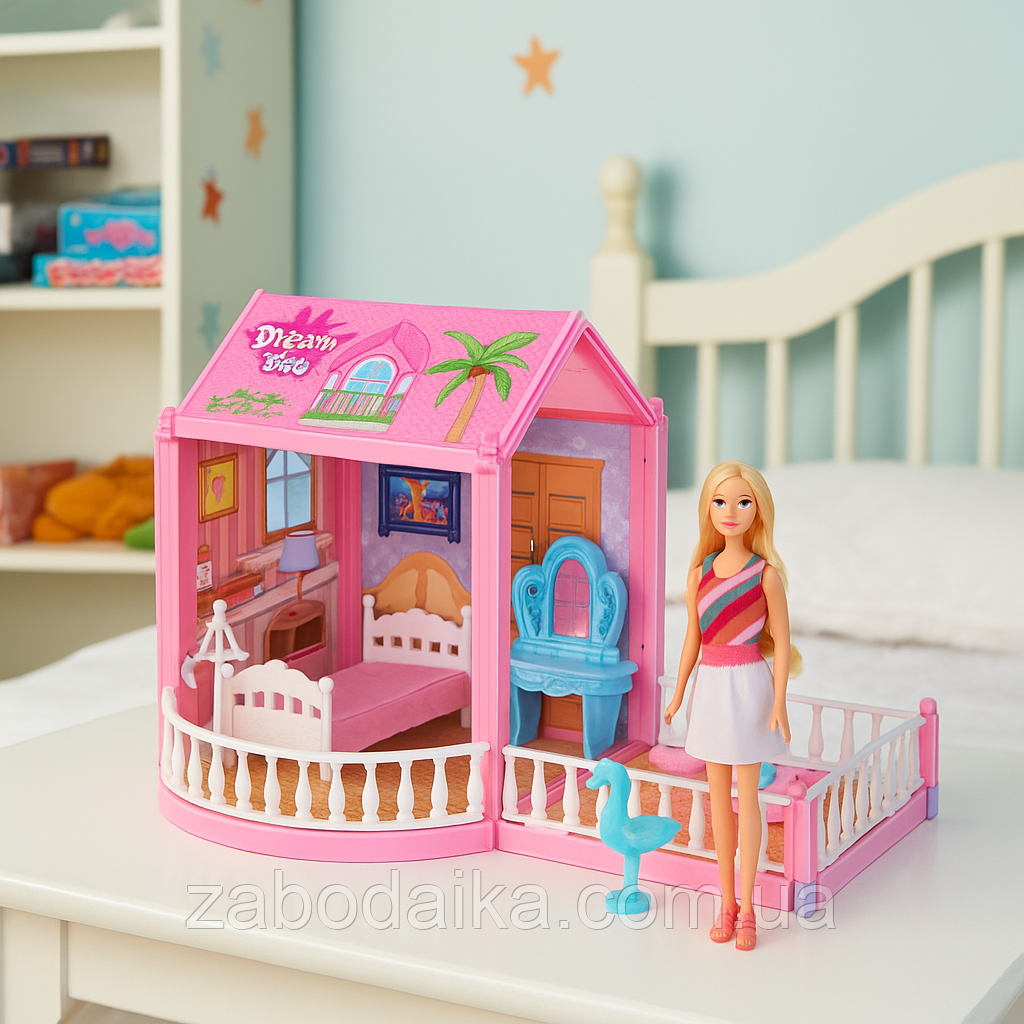 Дитячий будиночок із лялькою 30 см, меблі ляльковий будиночок 47 дет, фото 1
