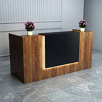 Стійка адміністратора Ресепшн 1 Фаєрвуд з підсвіткою на дві тумби з висувними шухлядами 2000х800х1000 мм Гамма Стиль