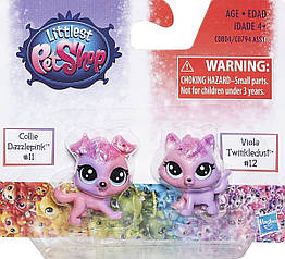 Фігурки Littlest Pet Shop Collie Dazzlepink #11 та Viola Twinkledust #12 — набір двох міні іграшок Hasbro