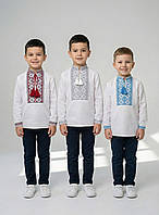 Дитяча вишиванка для хлопчика з довгим рукавом з домотканого полотна