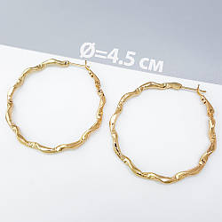 Сережки Конго Спіраль 4.5 см; медичне золото Xuping 18К