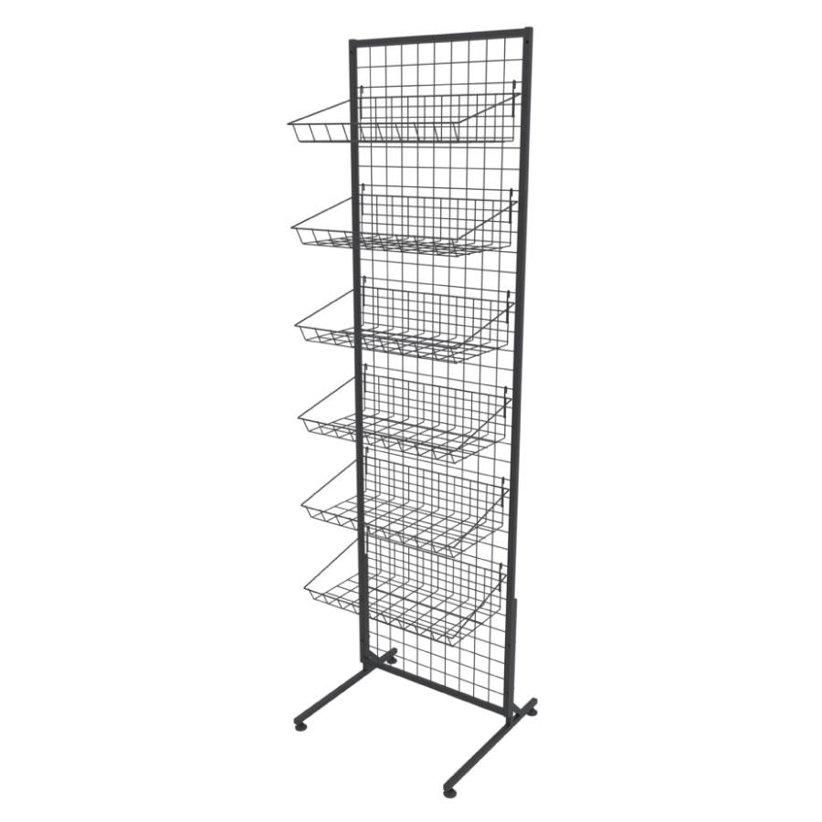 Торгова сітка-стійка 50х180 з кошиками 50х25, чорна