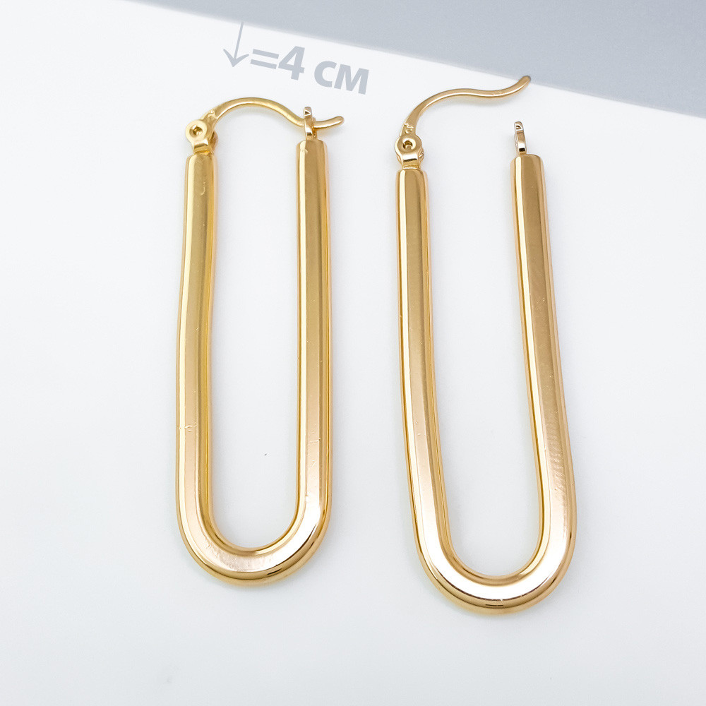 Сережки Конго Овальні 4 см; медичне золото Xuping 18К, фото 1