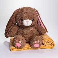 М'яка іграшка-плед, подушка 3 в 1 Зайчик плед в іграшці 35×32×40 (см) дитячий плед іграшка Коричневий 509-9BR