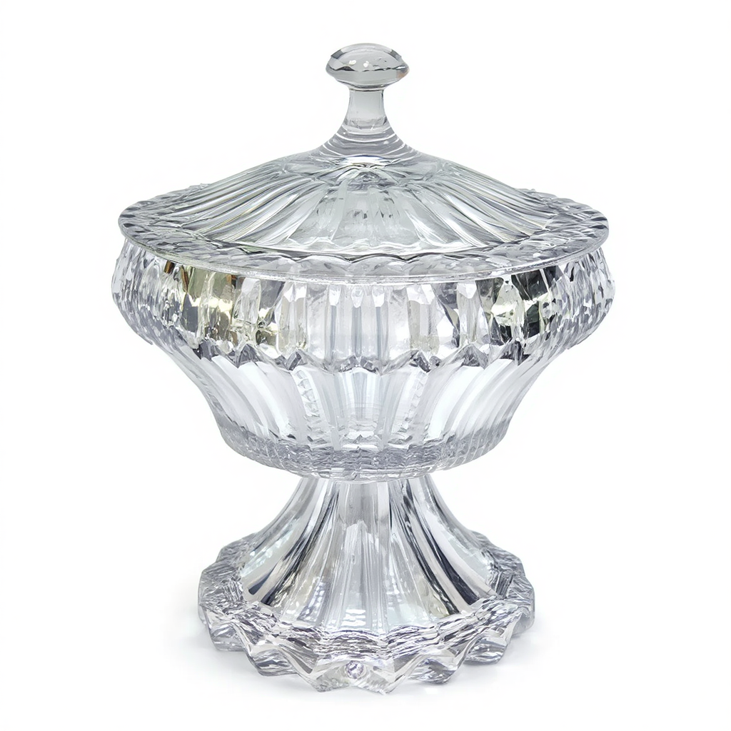 Цукерниця скляна кругла на ніжці, прозоре скло, діаметр 17 см, висота 27 см, висота ніжки 10 см HP-19-140RB, фото 1