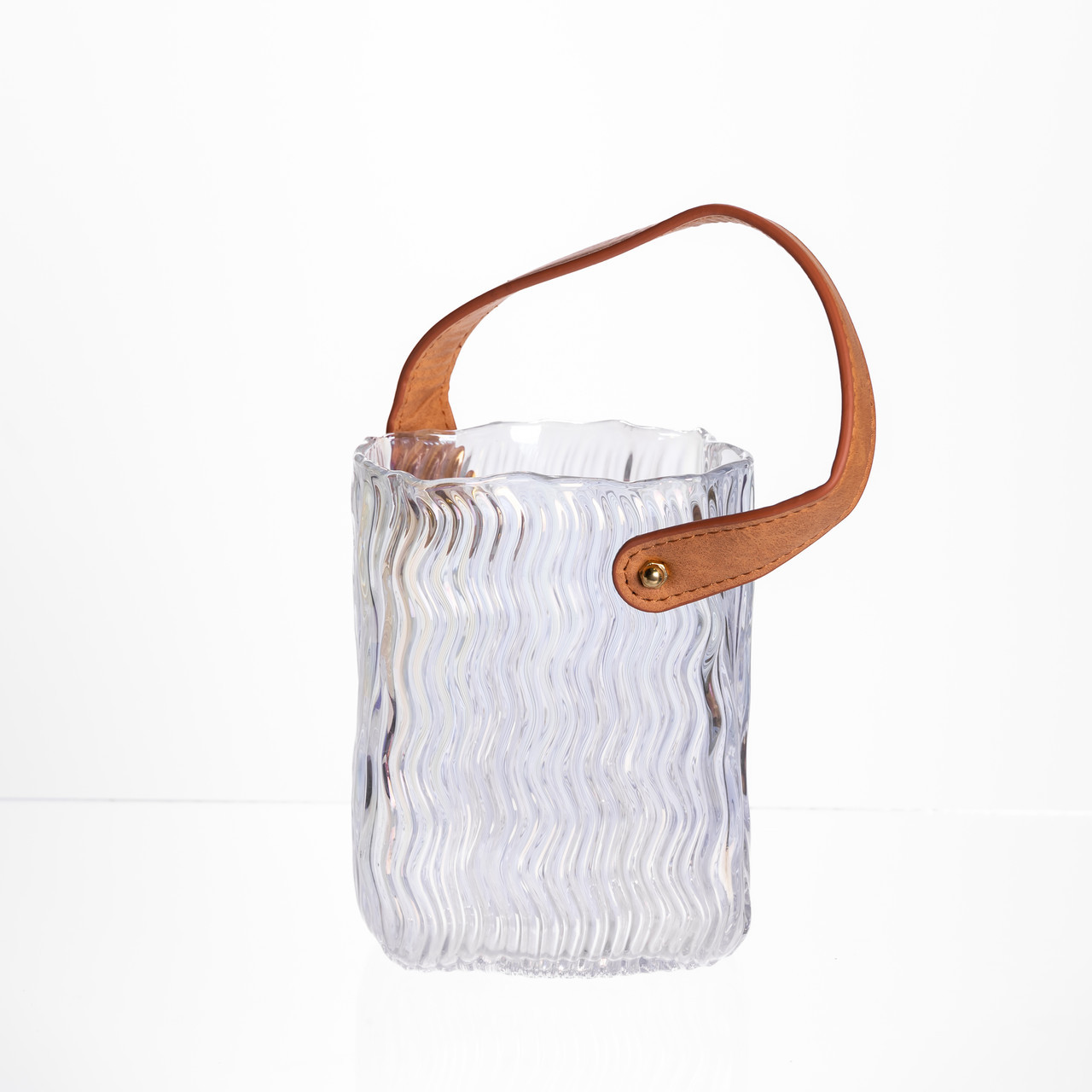 Ваза сумочка з ручкою 12×8.5×16 (см) декоративна скляна ваза для квітів 800 (мл) Прозорий HP-19-154-3, фото 1