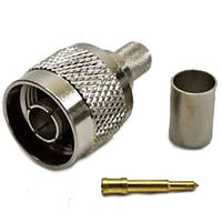 Штекер N під кабель RG-58, обтискний, латунь, N-вилка