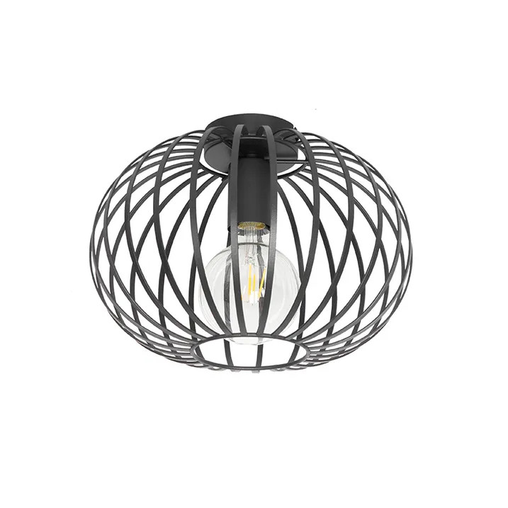 Світильник стельовий 30 см, металевий, чорний, патрон E27, без лампочки, ретро/вінтаж, фото 1