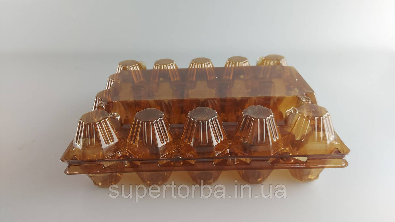 Упаковка для курячих яєць 20 комірок корічнева верх і низ (50 шт.), фото 1