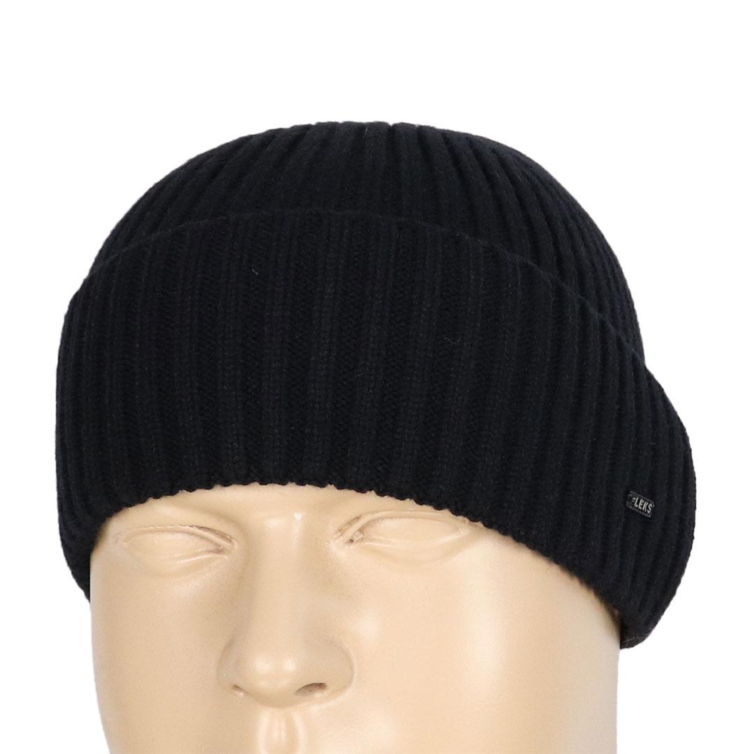 Чорна тепла чоловіча шапка Leks M:Ренді чорний, фото 1