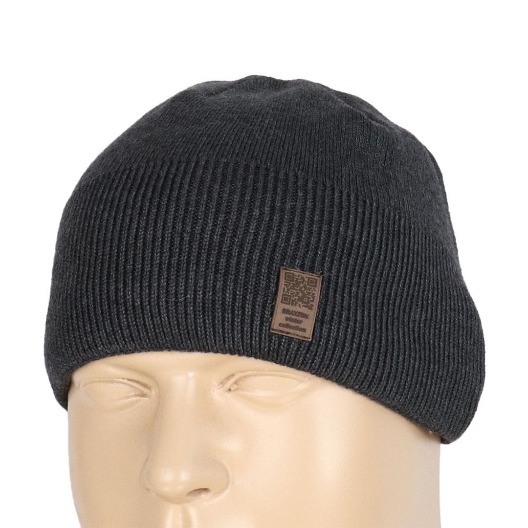 Сіра чоловіча шапка на флісі Braxton КЛІНТ-4812 графіт, фото 1