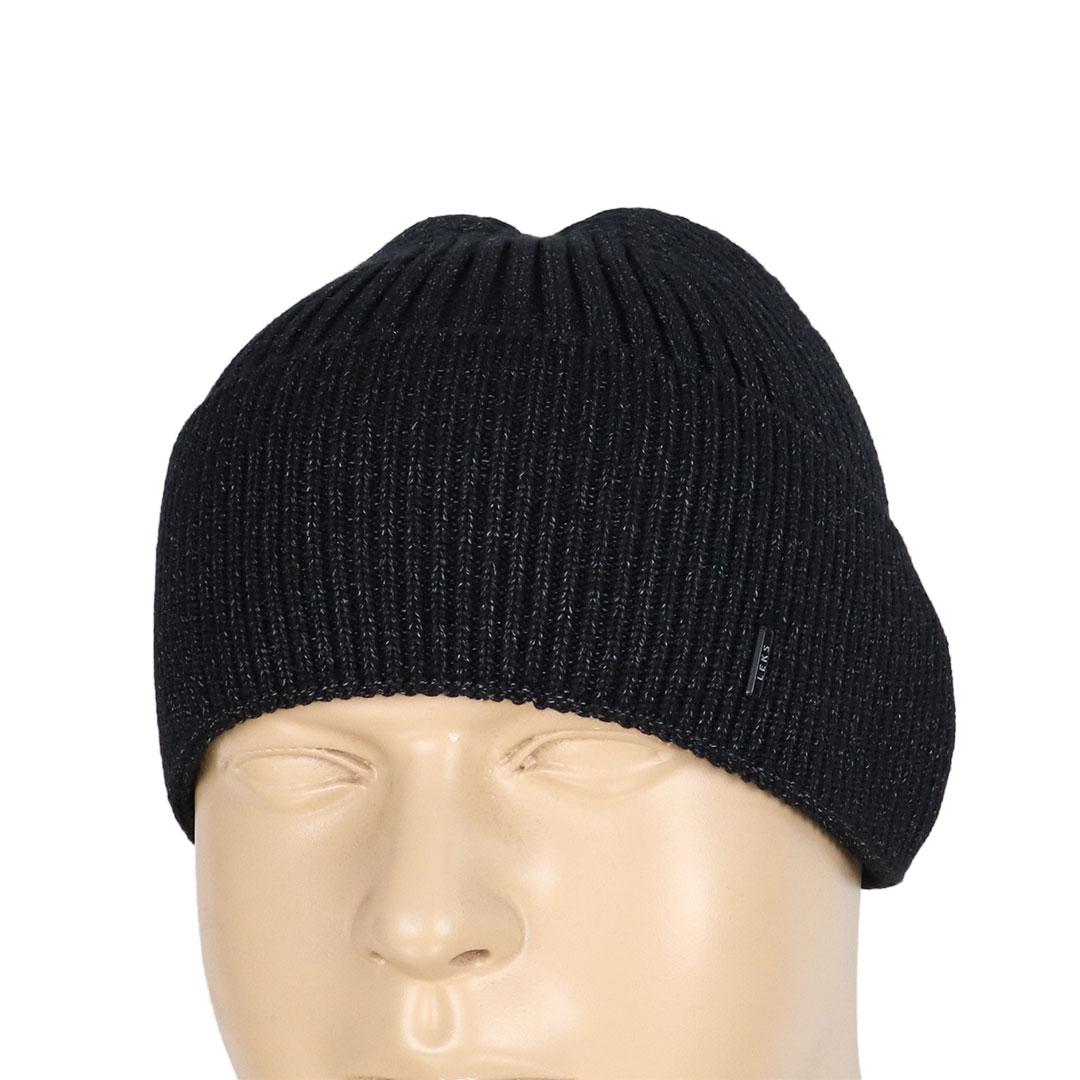 Зимова чоловіча шапка Leks M:Макс чорний меланж, фото 1
