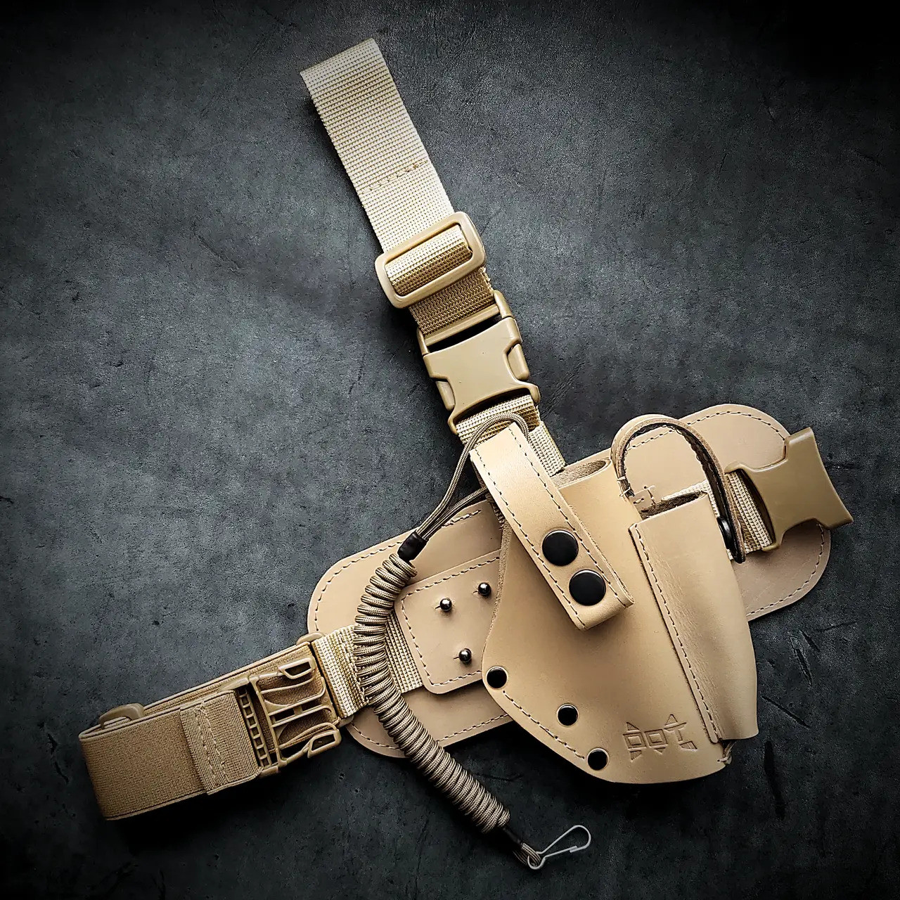 Кобура на стегно з натуральної шкіри для ФОРТ 12/14/17/20 (кайот) з тренчиком