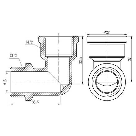 Кутик SD Forte 1/2" ВЗ хром SF372H15, фото 2