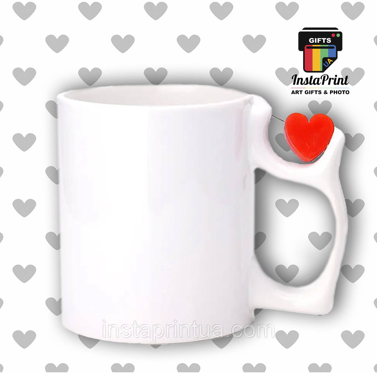 Чашка з сердечком на ручці 330 мл + друк. Друк на чашках, фото 1