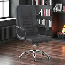 Офісне / Комп'ютерне крісло Bonro B-627 чорне екошкіра на колесах з регулюванням кута нахилу спинки, фото 4