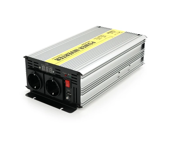 Інвертор напруги RITAR RSC-1000, 12V - 220V, 1000W з правільною синусоїдою, 2xShuko, 1xUSB, клемні дроти, BOX,