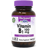 Вітамін B1 100 мг, Vitamin B1, Bluebonnet Nutrition, 100 вегетаріанських капсул