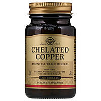 Хелатна Мідь, Chelated Copper, Solgar, 100 таблеток
