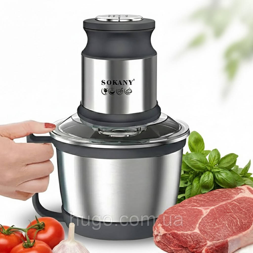 Електричний блендер від мережі, 800Вт, 3л, SK-7027 / Кухонний подрібнювач металевий / Блендер для кухні / Чопер-подрібнювач, фото 1