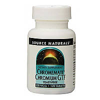 Хром GTF 200 мкг, ChromeMate, Source Naturals, 120 таблеток