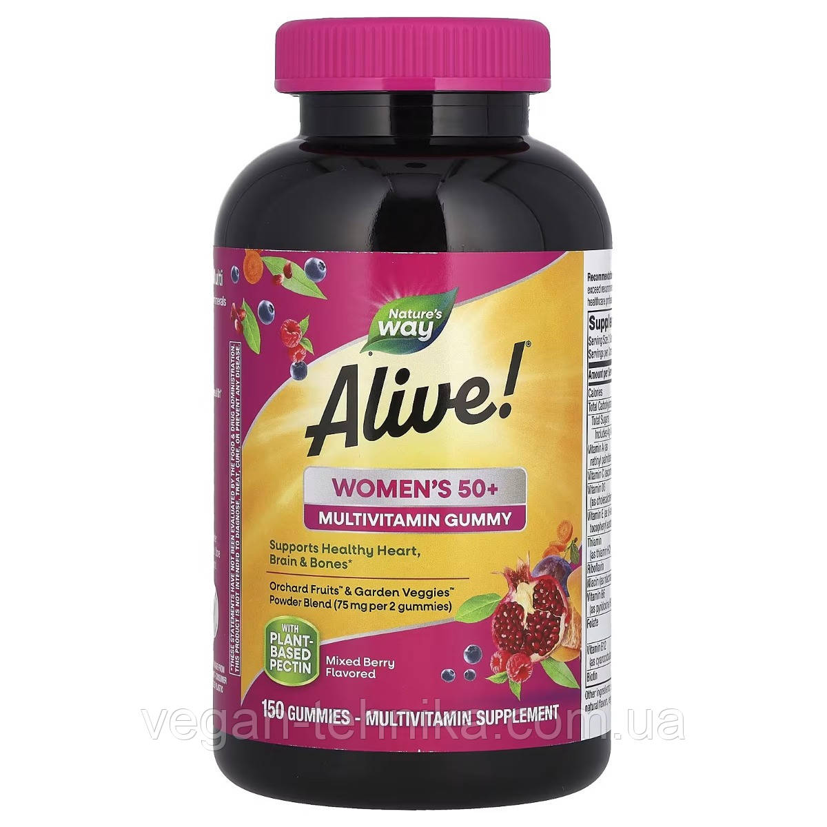 Мультивітаміни для жінок 50+, смак ягід, Alive! Women's 50+ Multivitamin Gummy, Nature's Way, 150 жувальних цукерок, фото 1