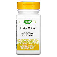 Фолат, 800 мкг, Folate, Nature's Way, 100 капсул