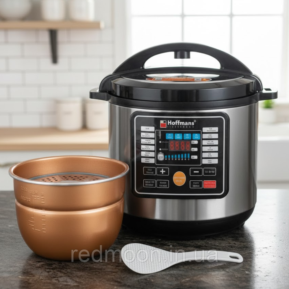 Мультиварка 12 л, 2000 Вт, 12 програм, Hoffmans HM-720 / Пароварка / Мультиварка електрична / Скороварка, фото 1