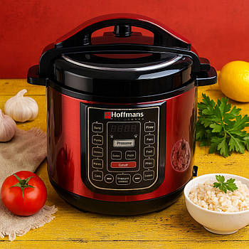 Мультиварка 4,5л, 14 програм, 1200 Вт, Hoffmans HM-716, Червоний/Електрична мультиварка-скороварка