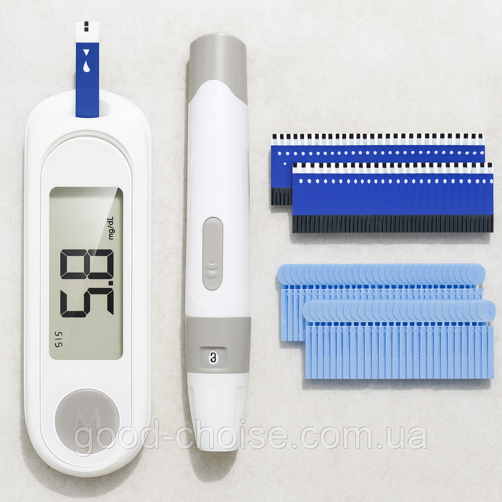 Глюкометр + 50 тестів, від батарейки, HH-XT520 / Апарат для вимірювання цукру / Вимірювач цукру в крові, фото 1