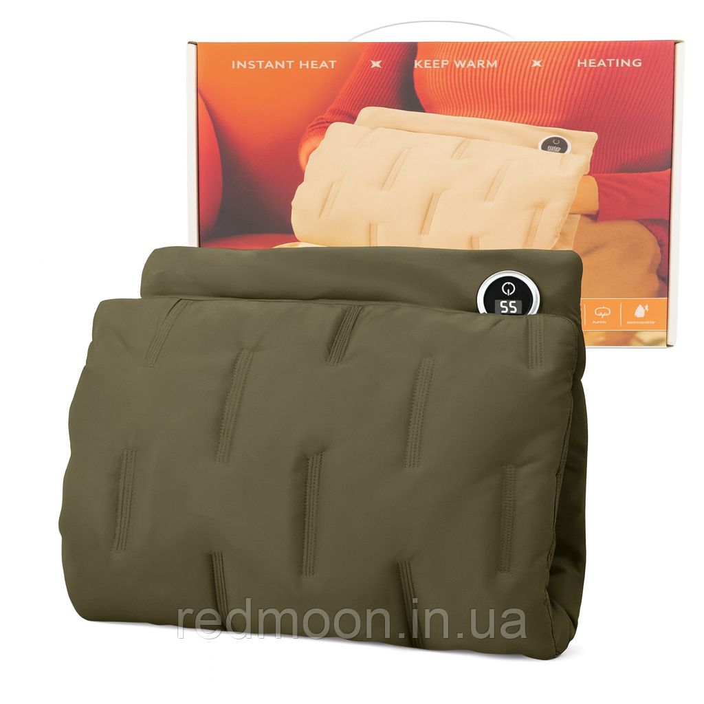 Електрична грілка для рук до 65°, USB, 25х20 см, Зелена / Грілка муфта для рук / Електрогрілка для рук / Муфта із підігрівом, фото 1