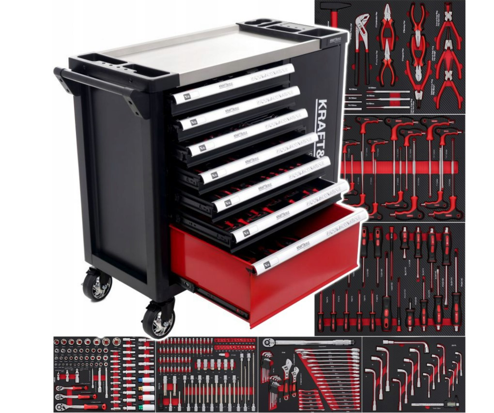 Візок з інструментами для майстерні 7 секцій 299 елементів