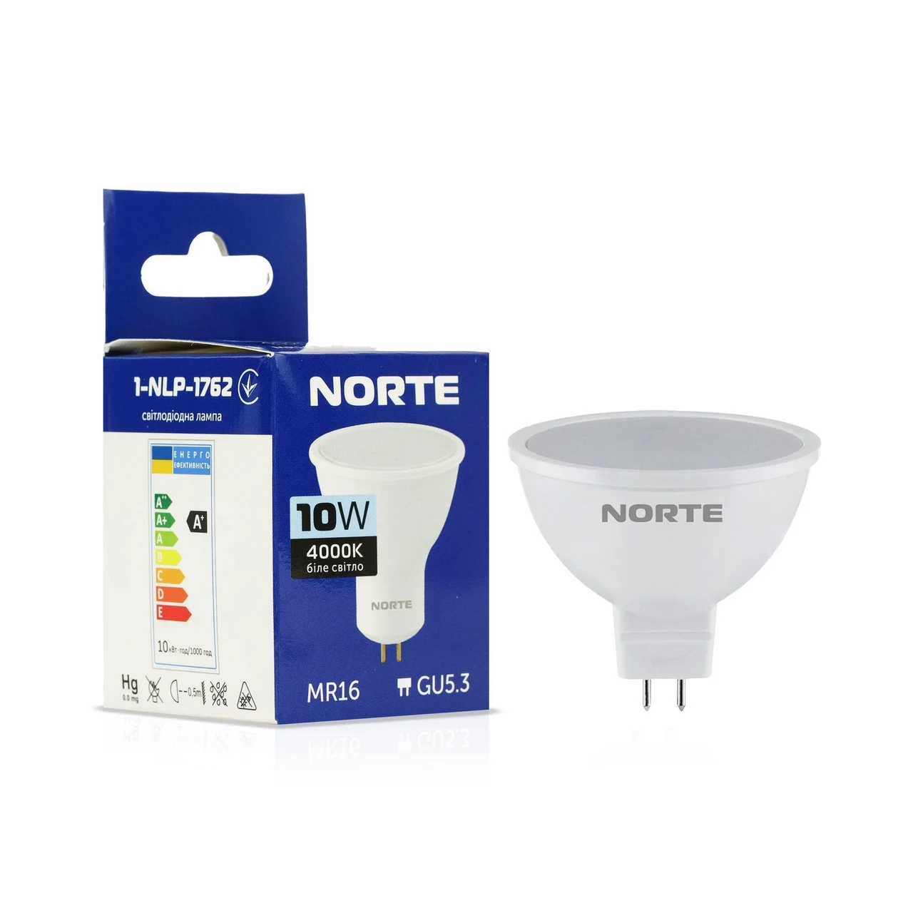 Світлодіодна лампа LED 10W 4000K GU5.3 MR16 NORTE 1-NLP-1762, фото 1