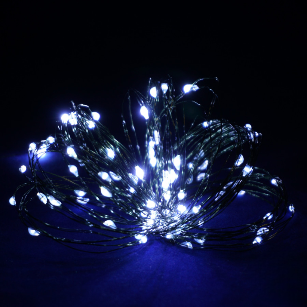 Гірлянда Роса 20м USB 200 LED на зеленій проволоці Білий