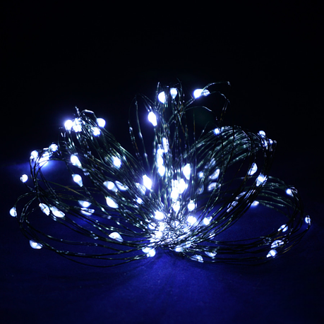 Гірлянда Роса 10м USB 100 LED на зеленій проволоці Білий, фото 1