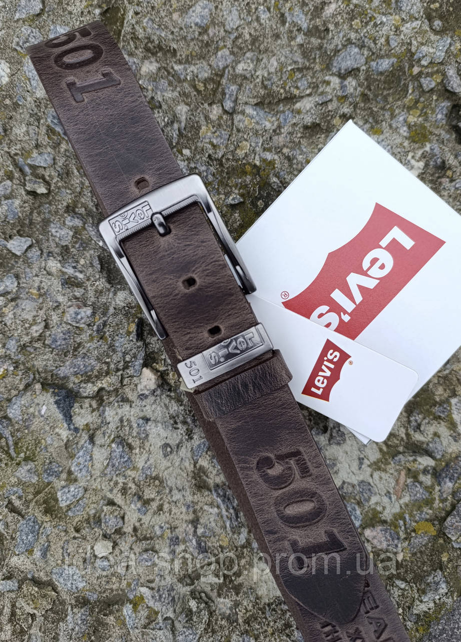 Ремінь Levi's шкіряний чоловічий коричневого кольору, фото 1