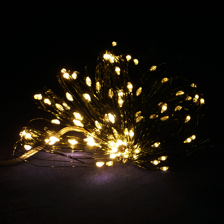 Гірлянда Роса 50м USB 500 LED на зеленій проволоці Теплий білий, фото 1