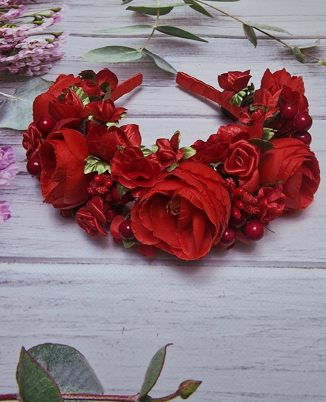 Обруч для волосся Галичанка червоний, фото 1