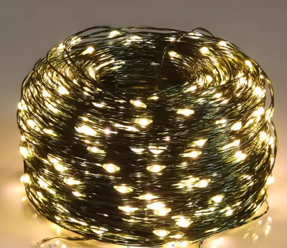 Гірлянда Роса 200м USB 2000 LED на зеленій проволоці Теплий білий