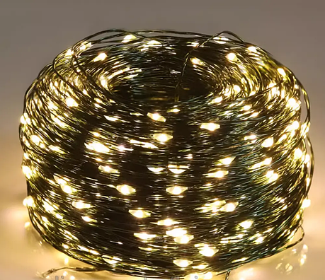 Гірлянда Роса 100м USB 1000 LED на зеленій проволоці Теплий білий, фото 1