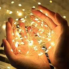 Гірлянда Роса 20м USB 200 LED на прозорій проволоці Теплий білий, фото 4