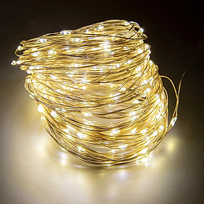 Гірлянда Роса 200 м USB 2000 LED на прозорій проволоці Теплий білий, фото 1